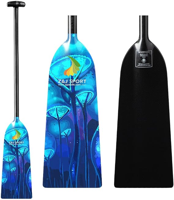 Z&J SPORT Dragon Boat Paddle Full Carbon Fiber with T Handle, IDBF Approved Paddle with Graphics for Dragon Boat