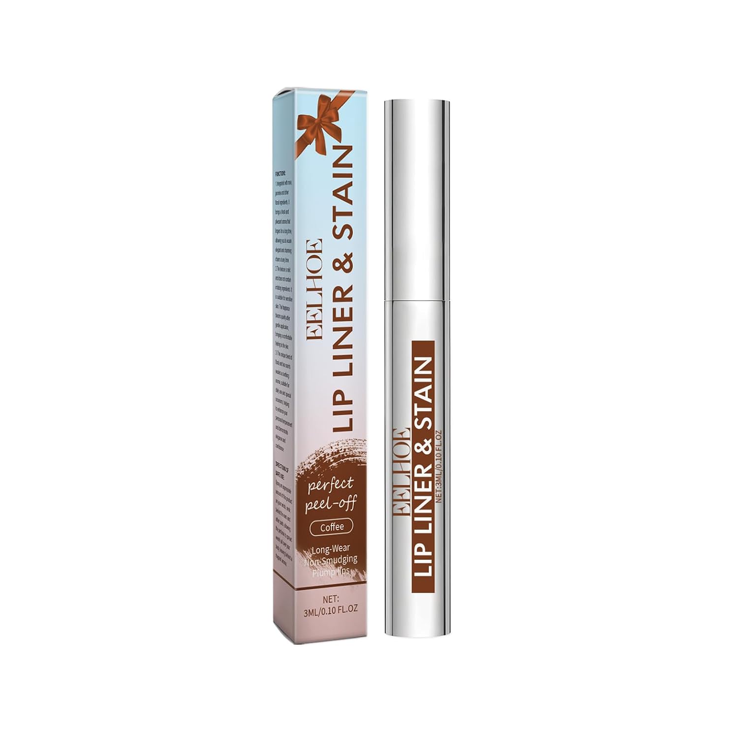 Lip Stain Peel off Lip Liner Stain Long Lasting Lip Tint Stain Peel off Lip Stain for Women, Girl Coffee Color, 1 PCS