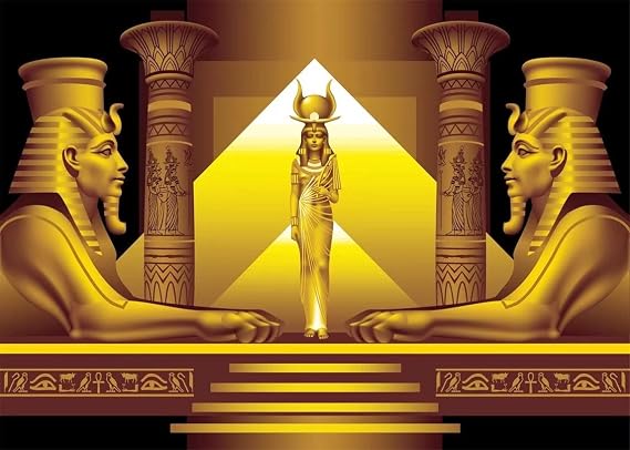 BELECO 5X3ft Fabric Golden Egypt Temple Backdrop Palace Hall Stairway Egyptian Pyramid Pharaoh Sphinx Egypt Queen Cleopatra Photography Background Egypt Theme Kids Adults Party Decor Portrait Shooting