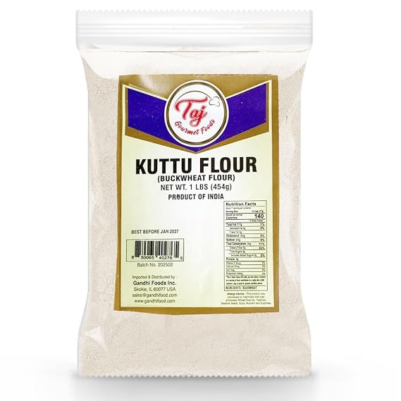 TAJ Buckwheat Flour 1 Pound (16oz) | Kuttu Flour | Dark | GMO Free