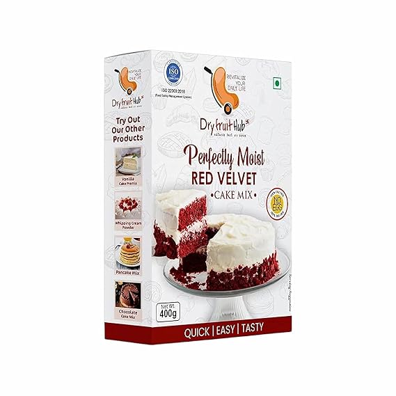 Dry Fruit Hub Red Velvet Eggless Cake Mix 400gm Cake Premix Powder Cake Premix Red Velvet Cake Mixture
