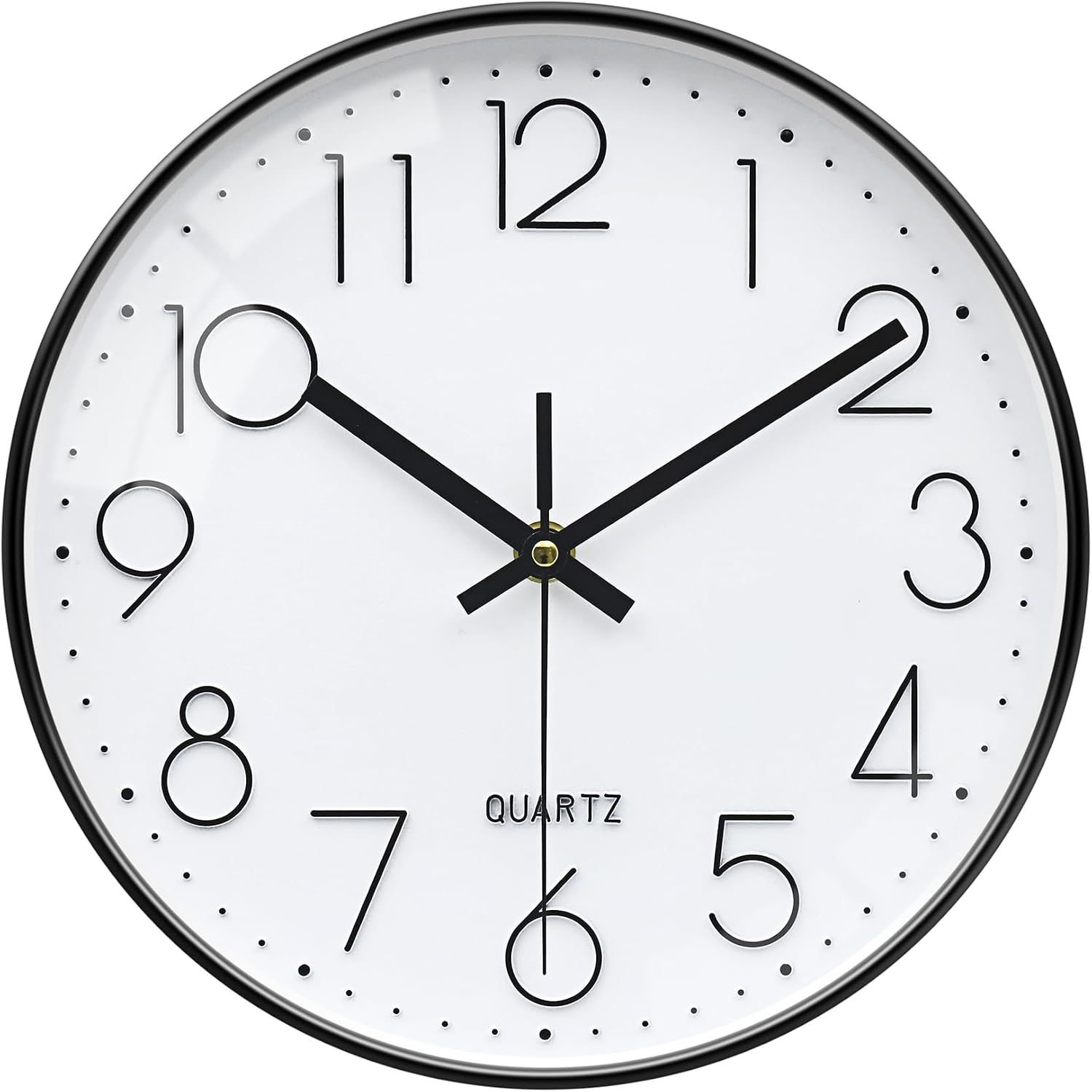 VIKMARI Silent 10 Inch Wall Clock Modern Black & White Round Easy to Read Clock for Kitchen Living Room Bedroom Home School