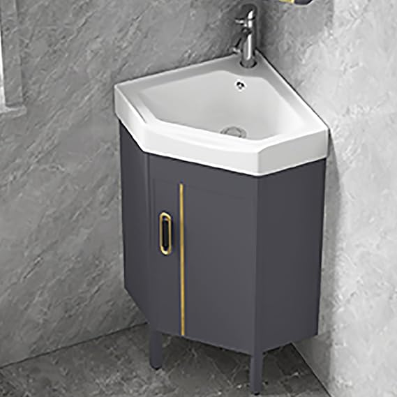 Corner Bathroom Sink, Floor Mounted Bathroom Vanity, Bathroom Vanity with Sink, Bathroom Sink Vanity Combo, Bathroom Vanity Cabinet (Color : Gray-no Mirror, Size : 43cm/17in)