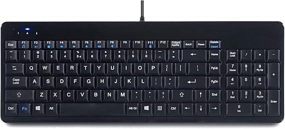 Perixx PERIBOARD-220H, Wired Compact USB Keyboard with 2 Hubs - Build-in Numeric Keypad - Black - US English