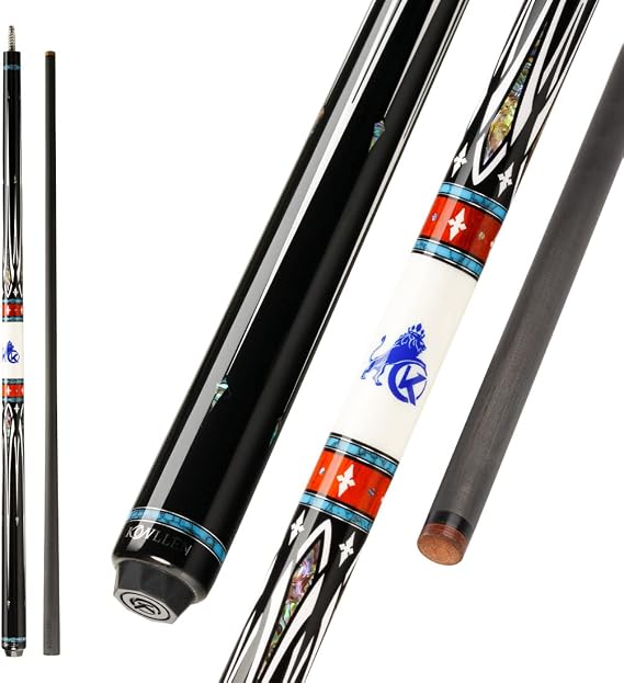 KONLLEN Kohlefaser-Türkis-Einlage Pool-Queue-Stick Wrapless Black Technology Low Deflection Billard 125 mm 147 cm KL-A1
