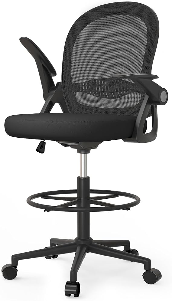 naspaluro Drafting Chair Tall Office Chair Ergonomic Desk Chair - Black