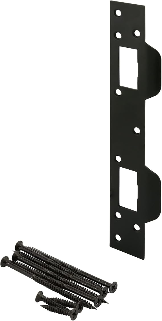 Prime-Line U 11452 Door Strike, 5-1/2 In., Hole Center, Matte Black Finish (Single Pack)
