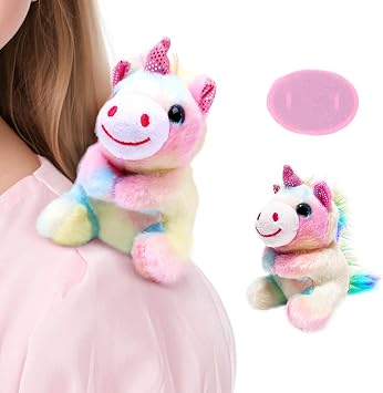 Unicorn Plush Shoulder Magnet Stuffed Animal Toys, Cute Plushies Gift Present for 3-8 Years Old Girls, Costume Accessories Shoulder Pals Kids Gifts
