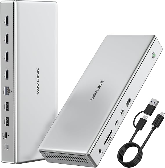 WAVLINK Pro Docking Station 4 Monitors, Quad 4K Displays for Mac, Windows