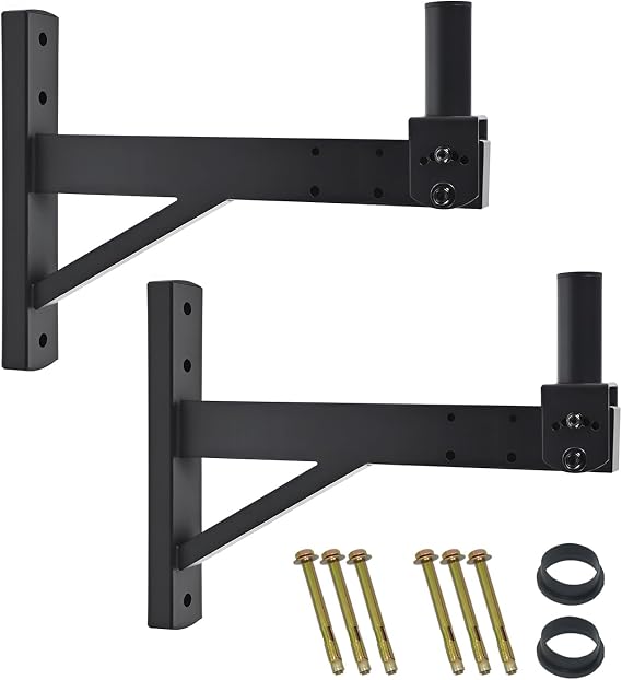 Speaker Wall Mount, Holds up to 100lbs, Tilt, 2 Packs | Heavy Duty Wall Speaker Mount bracket for Professional Audio, DX-319, Black
