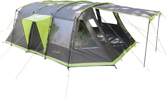 Skandika Nordland Tunnel Tent for 6 People Tent with Sewn-in Tent Floor Waterproof 5000 mm Hydrostatic Head 2 m Standing Height Mosquito Nets Separable Sleeping Cabin Camping Tent Family Tent