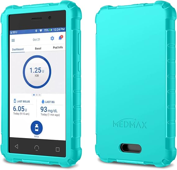 MEDMAX Silicone Case for Omnipod Dash PDM (Personal Diabetes Manager), Lightweight Shockproof Anti Slip Protective Cover Soft Gel Skin with Raised Bezel for Omnipod Dash Device (Mint Green)
