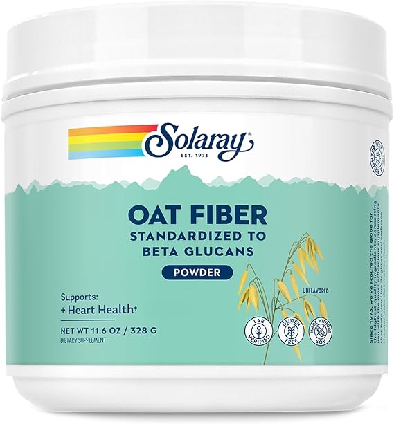 SOLARAY Oat Fiber Powder, 11.6 oz | Heart & Digestive Health Support - Beta Glucan Soluble Fiber - Unflavored - 30 Servings - Vegan, Gluten Free