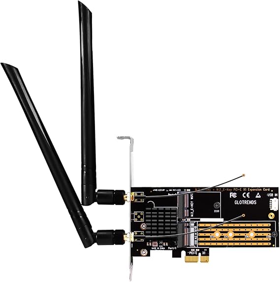 GLOTRENDS WA05 PCIe X1 Adapter for M.2 Key-E WiFi Module and M.2 NVMe SSD
