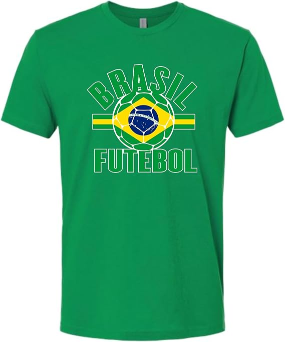 Go All Out Adult Brasil Futebol Brazil Football Soccer Futbol Deluxe Soft T-Shirt