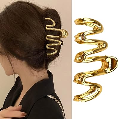 Hair Claw Clips, Snake Design Metal Hair Clip, Gold, for Women Girls, Fashionable Hair Accessories, Creative Thick Hair Clips, One Size
