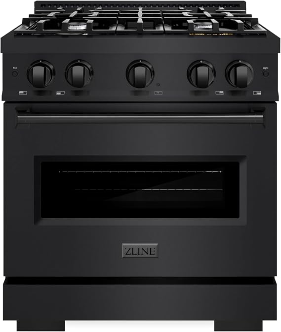 ZLINE 30 in. 4.2 cu. ft. Classic Gas Range with 4 Burner Cooktop and Convection Gas Oven in Black Stainless Steel (CGRB-30)