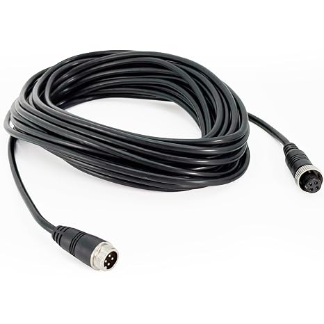 4-Pin Backup Camera Extension Cable, Heavy Duty 32.8ft Aviation Wire, Waterproof Vehicle CCTV System with Shielded Circuit Interface, Black