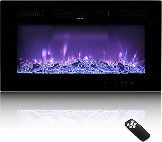 VEVOR 42 inch Electric Fireplace, Wall Mounted Recessed Fire Place with Remote Control, Timer, 1500W, Adjustable Flame Color Brightness, Touch Screen, Overheat Protection, for Living Room,Bedroom