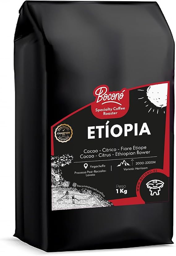 Boconó Specialty Coffee beans from Ethiopia 1 kg medium roast - Washed Process - Made in Spain