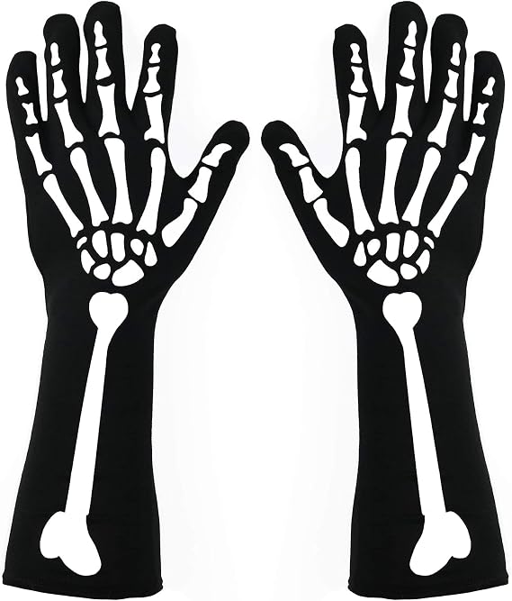 Halloween Skeleton Gloves,Long Arm Full Finger Bone Gloves
