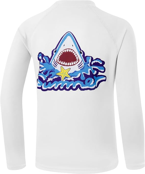 UPF 50+ Boys Swim Shirts Rash Guard Long Sleeve Sun Protection Fishing Shirt Youth Kids SPF Shirt