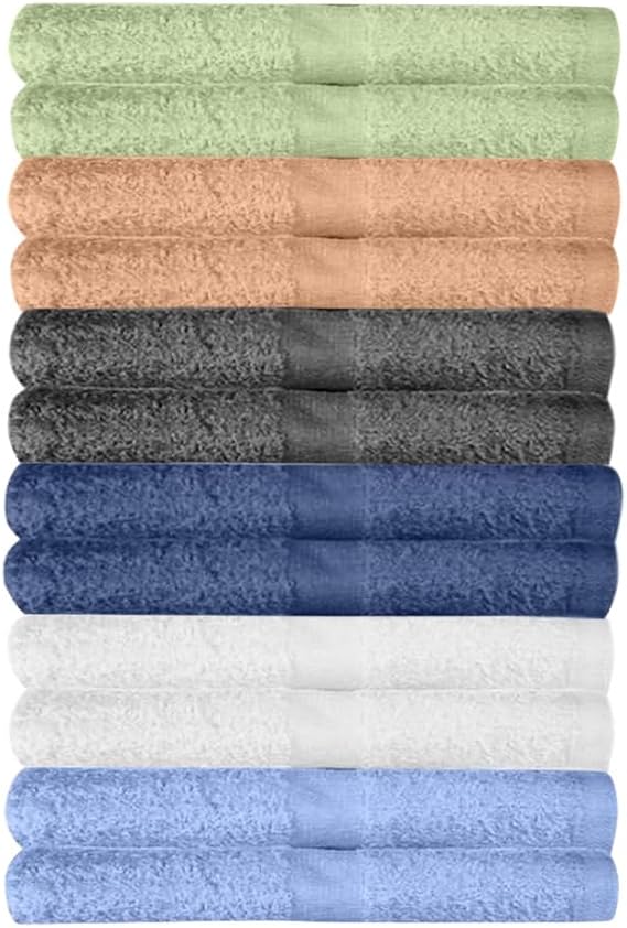 KAHAF COLLECTION 12 Pack Washcloths | Multicolour 100% Cotton Extra Absorbent Face Towels | Soft, Quick Dry Wash Cloths for Bathroom, Spa, Gym, Baby & Travel (12 Packs (12 x 12))