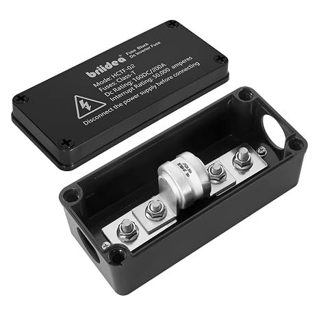 Class T Fuse Block, Briidea Fuse Holder with 200 Amp Fuse, Heavy Duty Slow Blow for Inverters, Car Audios, etc