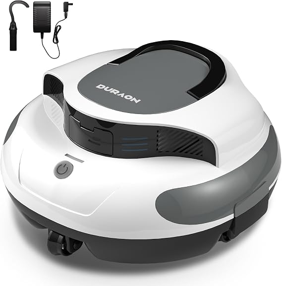 AquaGuard SE III Cordless Robotic Pool Cleaner Pool Vacuum Self-Parking for Pool up to 1000 Sq.Ft Above Ground Pool Vacuum, Dual 30W Motors, 100min Runtime,Ideal for Above-Ground Pools (White)