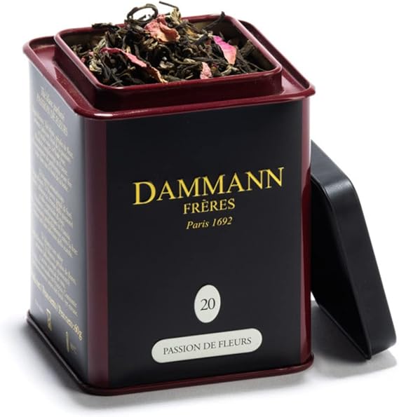 White Tea - Passion de Fleurs, Rose-Flavoured White Tea, 60g / 2.11oz Loose Leaf Tea in Tin, Dammann Frères