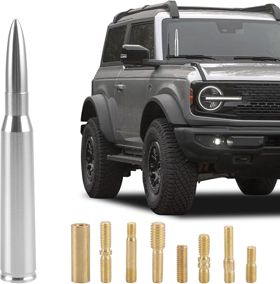 TECTICO 5.7" Bullet Antenna for F150 Ram Silverado Tacoma, Silver