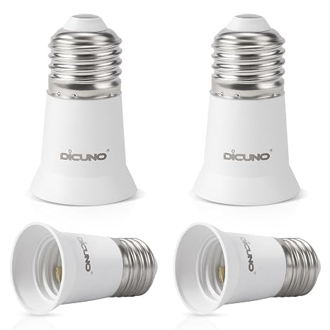 DiCUNO E26 Socket Extender 1.2 Inch, Short Light Socket Extender, 4-Pack