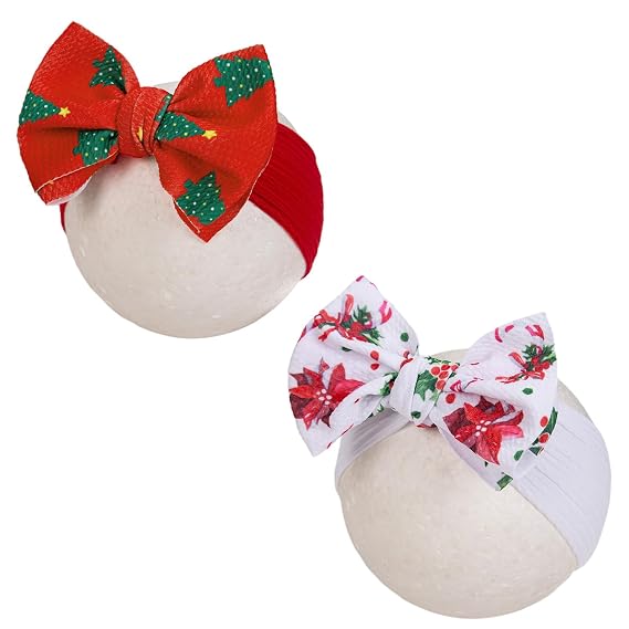 Christmas Baby Girl Bows Soft Stretchy Nylon Headbands Elastic Hairbands Big Baby Bows Hair Accessories for Newborn Infant Toddler Kids