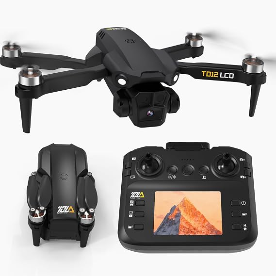 Drone with Camera LCD Screen RC FPV Drone with Brushless Motor Professional Live Video UHD, Drones for Adults Foldable Mini Quadcopter for Beginners, 360 Flips Support 32G SD Card MAX Under 250G Gifts
