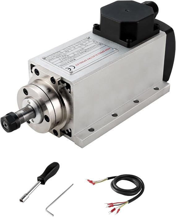 CNC Spindle CNC Motor 220V 1.5KW 1500W Square Air Cooled Spindle Motor 4 Bearings ER16 24000RPM 400HZ for CNC Router Machine