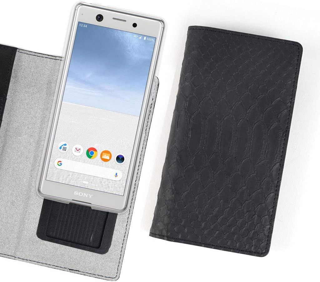 GAZE Xperia Ace Slide Type Notebook Type Notebook Type SO-02L Matt Python Diary Black Pocket Part Genuine Leather Xperia Ace Japan Authorized Dealer Product GZ16622