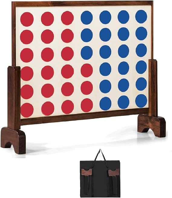 AKUSTIK Jumbo 4-to-Score Giant Game Set, Wooden Giant 4 in a Row for Kids Adults, Indoor Outdoor Party Family Connect Fun Game Toy Gift with Carry Bag (Natural)