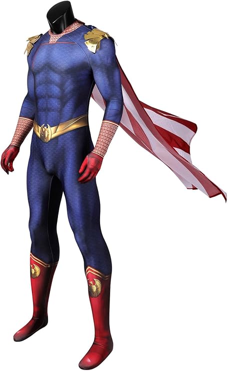 Homelander Costume John Gillman Cosplay Outfits Jumpsuit Superhero Fancy Dress Set Cape Halloween Carnival