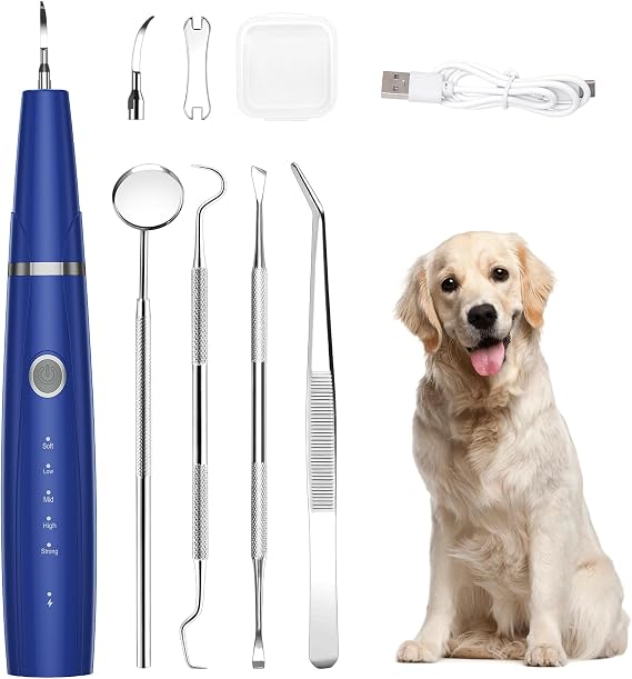 ORIA Dog Plaque Remover for Teeth, Ultrasonic Dog Teeth Cleaning Kit with LED Light, 5 Modes, Waterproof & Rechargeable Pet Tooth Cleaner for Tartar and Stains, Dogs and Cats