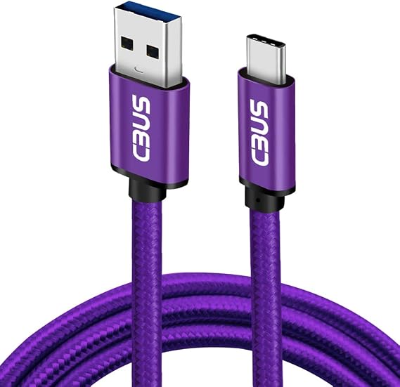 CBUS 6ft USB A to USB C Cable Fast Charging Braided for Samsung Galaxy S26/S25/S24 Ultra/Plus/FE, A56 5G, A36 5G, A26 5G, A17 5G, A16 5G, Moto G Power/Stylus/Play, TCL 50/40, Pixel (Purple)
