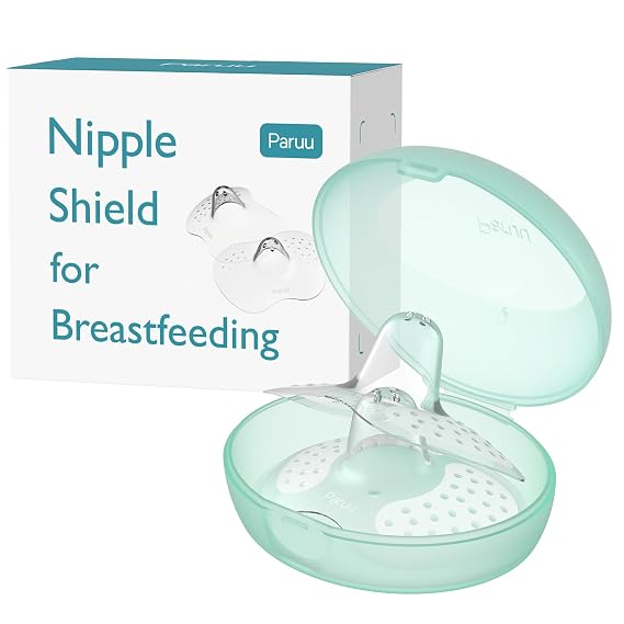 Paruu Contact Nipple Shields, Butterfly Breastfeeding Nipple Shields for Protecting Flat or Inverted Nipples, 100% Food-Grade Silicone, Made Without BPA/BPS, Include Carry Case (24mm)