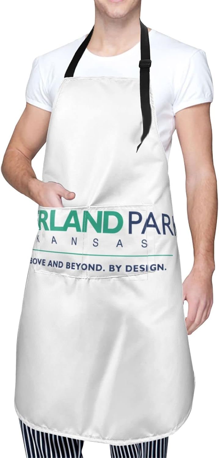 QIZYOQA Flag Of Overland Park, Kansas Apron For Men Women Adjustable Chef Aprons Waterproof With Pockets Bib Kitchen Cooking Aprons