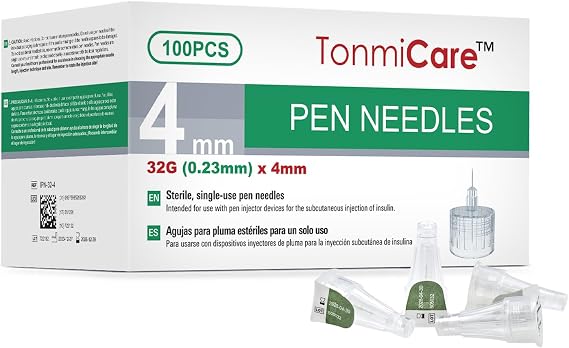 Insulin Pen Needle, 32G 4mm Ultra Fine Pen Needles for Insulin Injection, Compatible with Most Insulin Pens, 100pcs/box Insulin Needles for Injection (5/32")