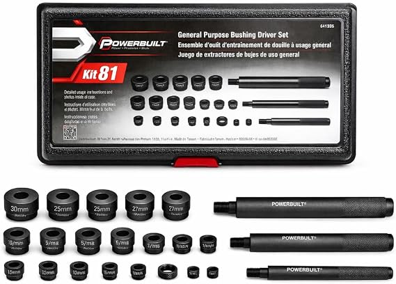 Powerbuilt General Purpose Bushing Driver Tool Kit, Tool Set to Install and Remove Press-in Bushings, Cars, Trucks, Tractors, Vehicles - 641335