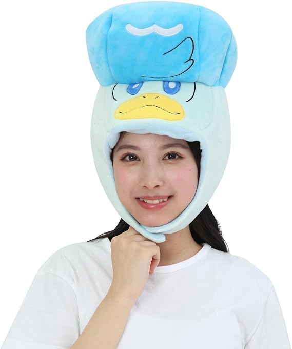 Premium Pokemon Quaxly Kigurumi Hat - Beanie for Adults by SAZAC, Perfect for Halloween & Cosplay, Cozy & Warm with Strap - Luxurious Anime Cap