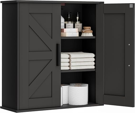 Homleke Bathroom Wall Cabinet, Medicine Cabinet with Adjustable Shelves