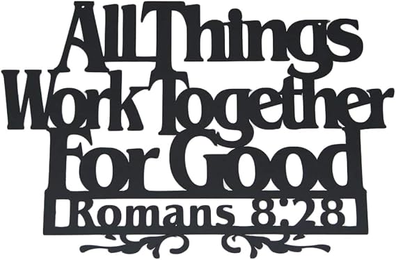 Inspirational Word Art, Christian Faith Biblical Verse Wall Sign, Hand-Made Wooden Decoration Plaque for Home, Office, Church (All Things for Good)