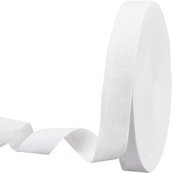 Twill Tape Ribbon 1" X 55 Yard Strap White 100% Cotton