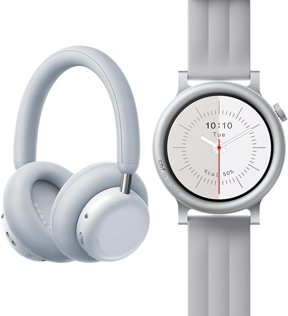 CMF by Nothing Wireless Headphones, Noise Canceling, LDAC Hi-Res, Up to 100 Hours Playtime, Spatial Audio, GPS, Smartwatch, AMOLED Calls, Health Management, Sports Compatible