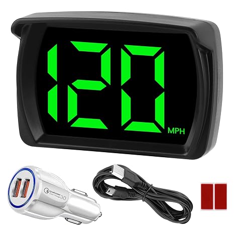 1 Set Speedometer Car MPH, Digital GPS Speedometer Display with LED Display | Speedometer Car MPH HUD for Cars, Trucks, Suvs, Motorcycles Speedo Head Up Screen, Plug Play (with Car Charge Adapter MPH)